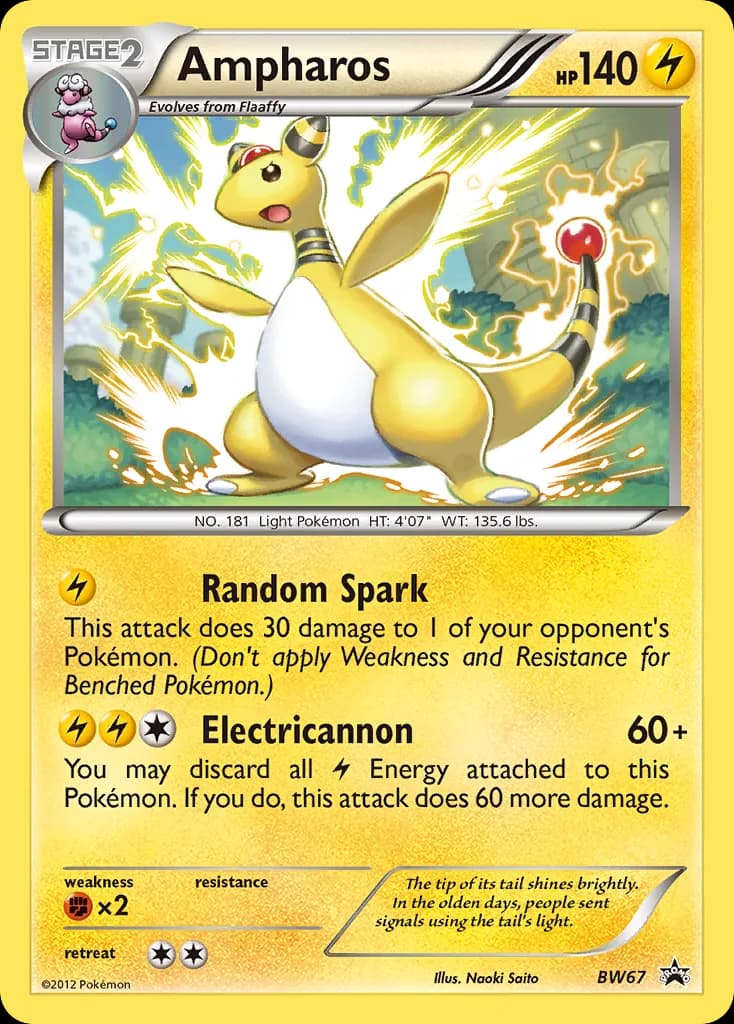 Ampharos card front, BW Black Star Promos BW67