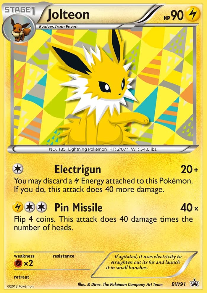 Jolteon card front, BW Black Star Promos BW91