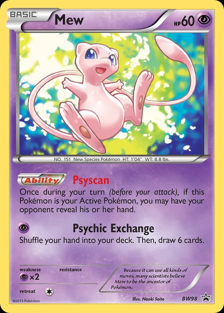 Mew card front, BW Black Star Promos BW98