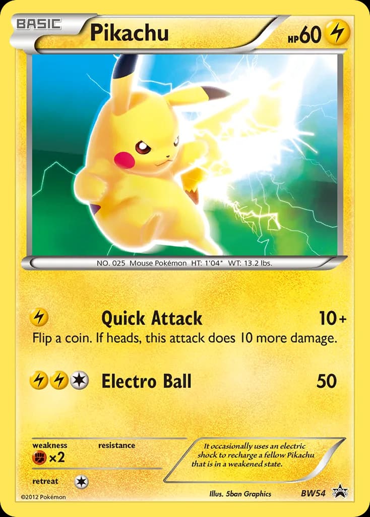 BW Black Star Promos Pikachu promo card front, BW54