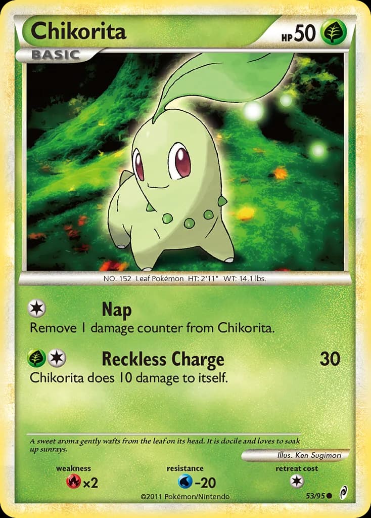 Call of Legends Chikorita card front, 53/95