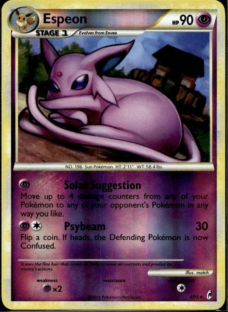 Espeon reverse holo card front, Call of Legends 4/95