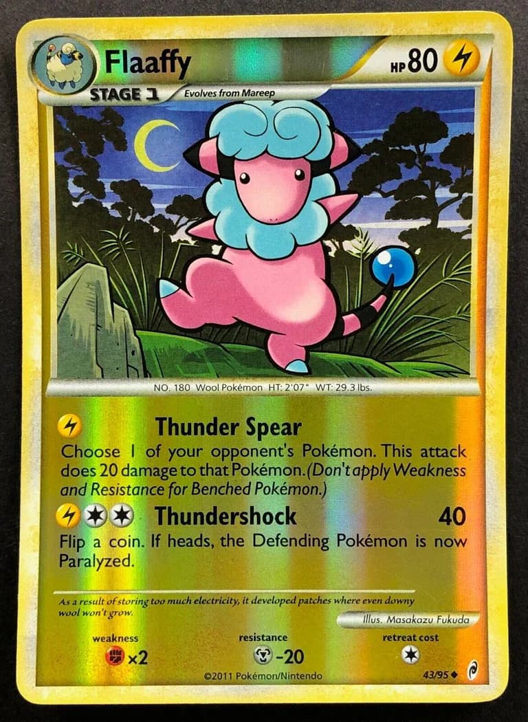 Flaaffy reverse holo card front, Call of Legends 43/95