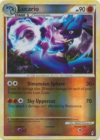 Lucario reverse holo card front, Call of Legends 14/95