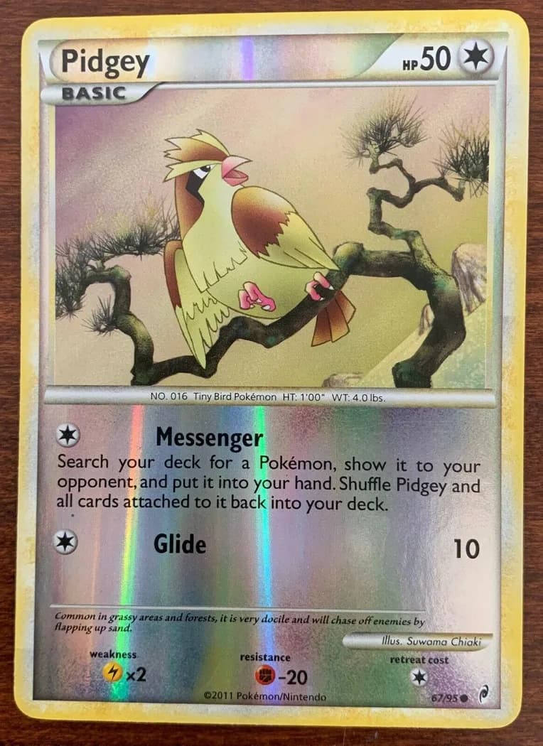 Pidgey reverse holo card front, Call of Legends 67/95
