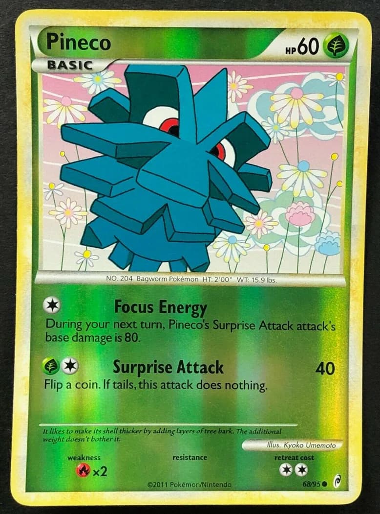 Pineco reverse holo card front, Call of Legends 68/95