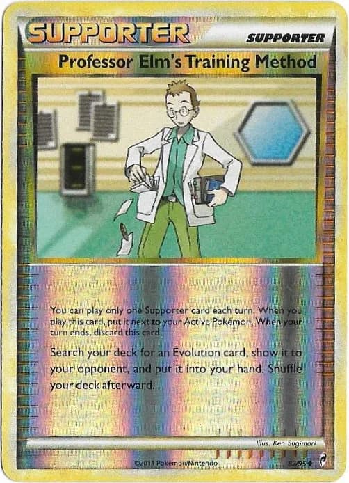 Professor Elm's Training Method reverse holo card front, Call of Legends 82/95