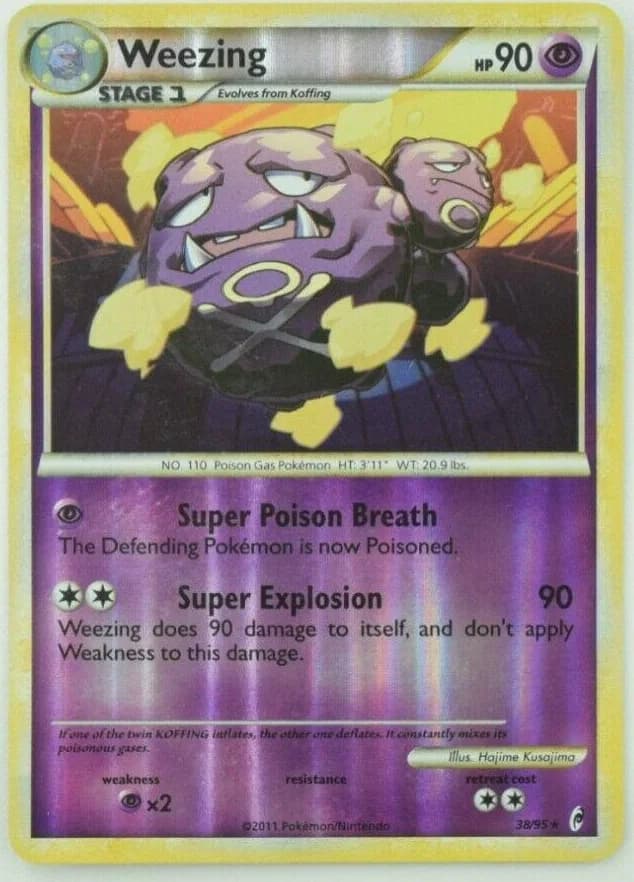 Weezing reverse holo card front, Call of Legends 38/95