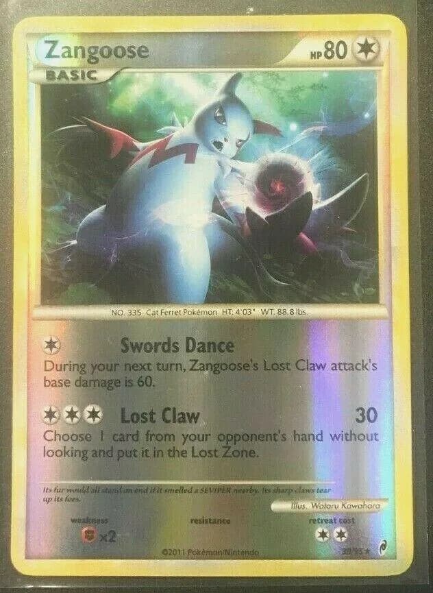 Zangoose reverse holo card front, Call of Legends 39/95