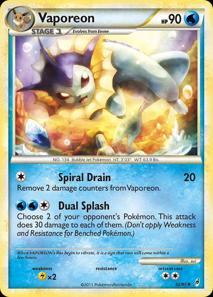 Vaporeon card front, Call of Legends 52/95