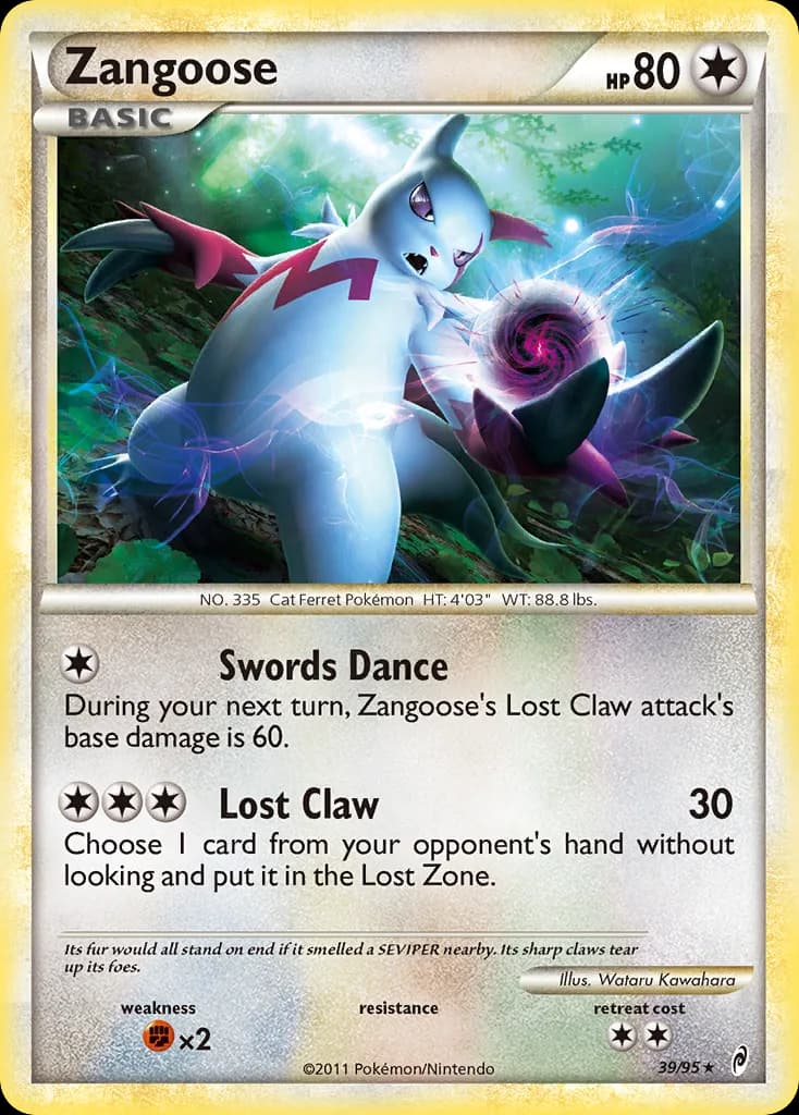 Call of Legends Zangoose card front, 39/95