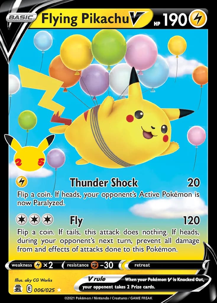 Celebrations Flying Pikachu V card front, 6/25