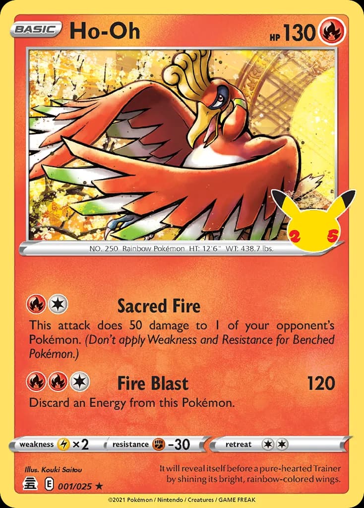 Ho-Oh card front, Celebrations 1/25
