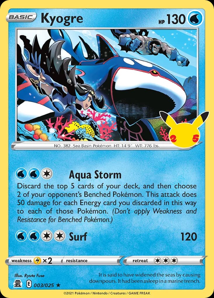 Kyogre card front, Celebrations 3/25