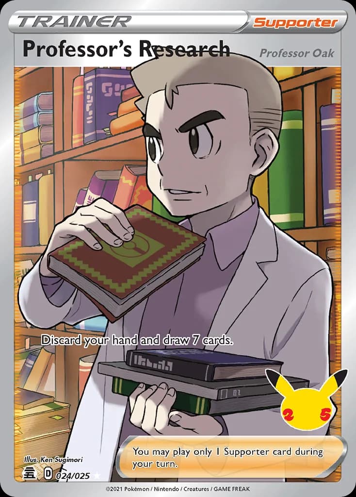 Celebrations Professor's Research (Professor Oak) card front, 24/25