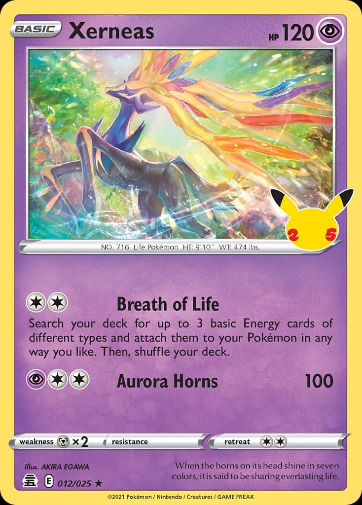 Celebrations Xerneas card front, 12/25