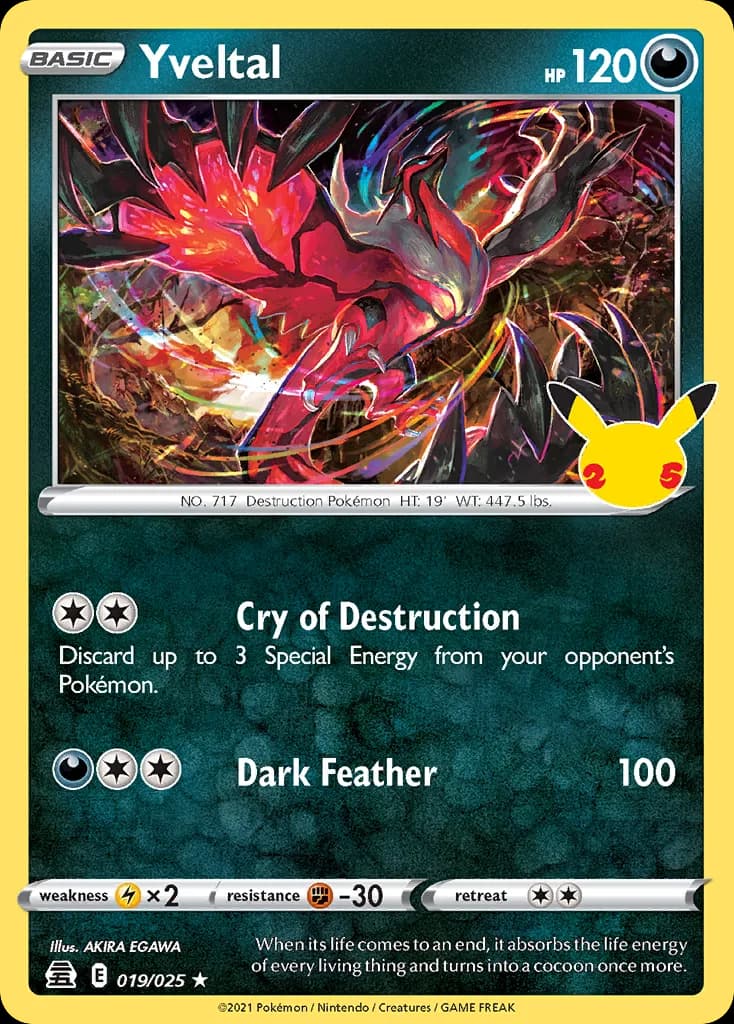 Celebrations Yveltal card front, 19/25