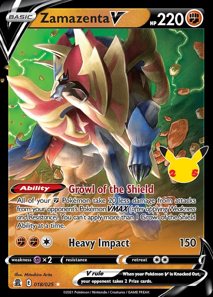 Celebrations Zamazenta V card front, 18/25