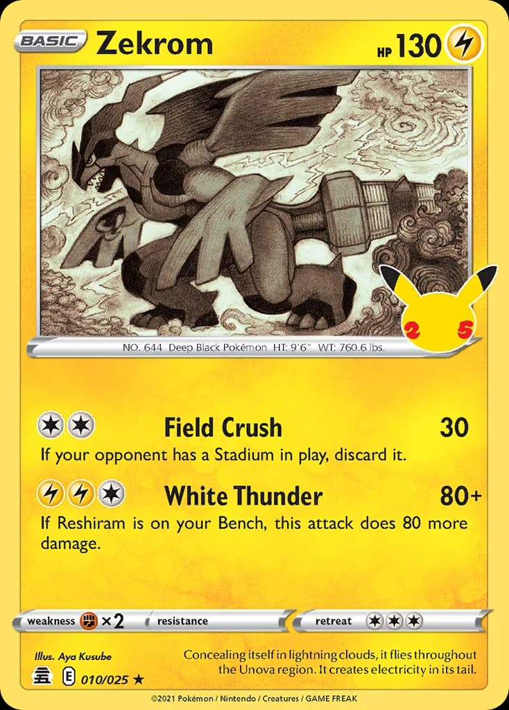 Zekrom card front, Celebrations 10/25