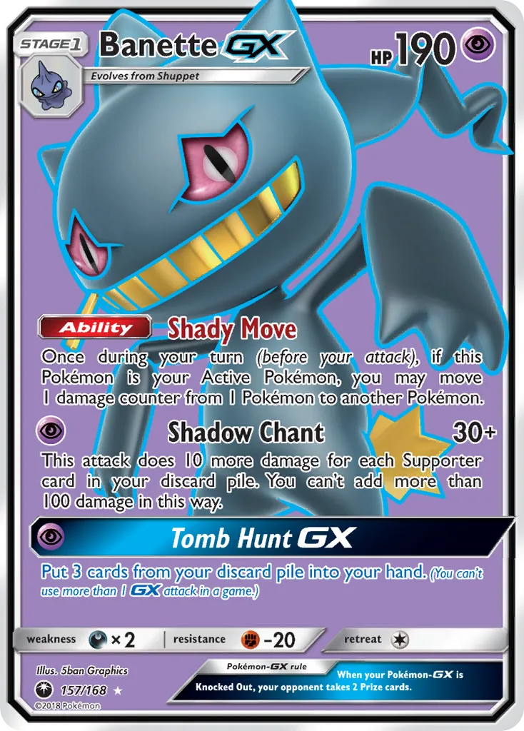 Celestial Storm Banette-GX card front, 157/168