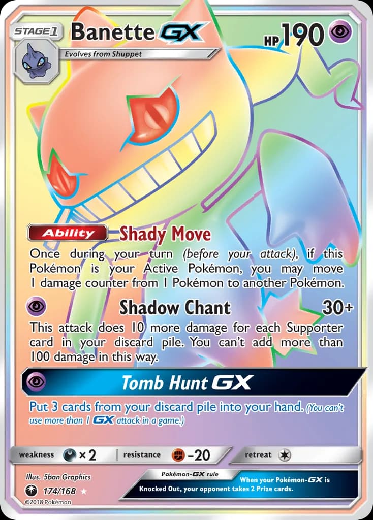 Celestial Storm Banette-GX card front, 174/168