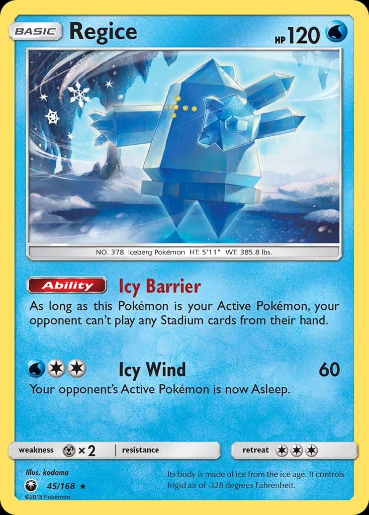 Celestial Storm Regice card front, 45/168