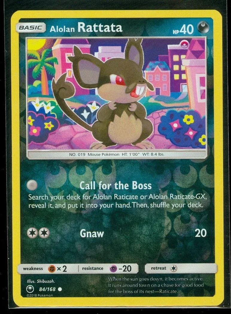 Alolan Rattata reverse holo card front, Celestial Storm 84/168