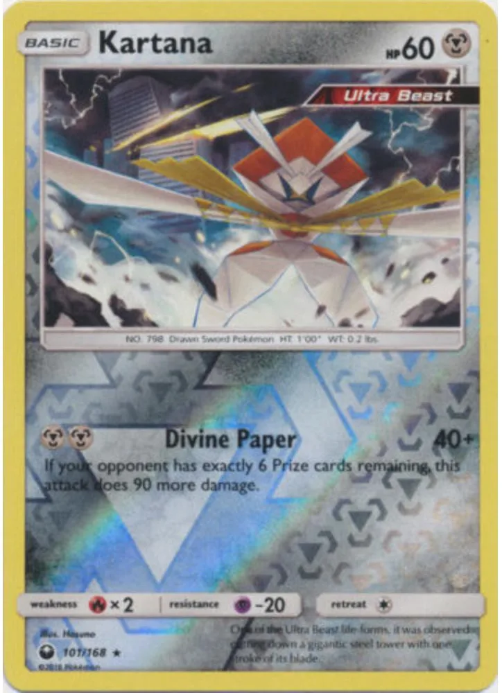 Kartana reverse holo card front, Celestial Storm 101/168