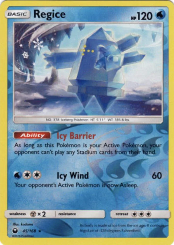 Regice reverse holo card front, Celestial Storm 45/168