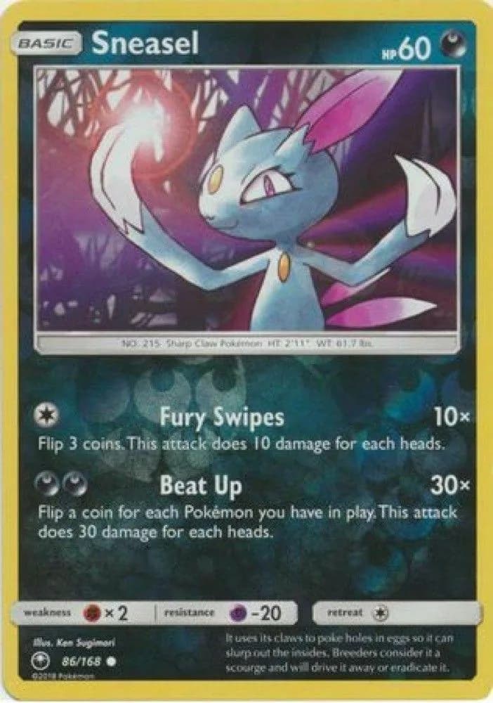 Sneasel reverse holo card front, Celestial Storm 86/168