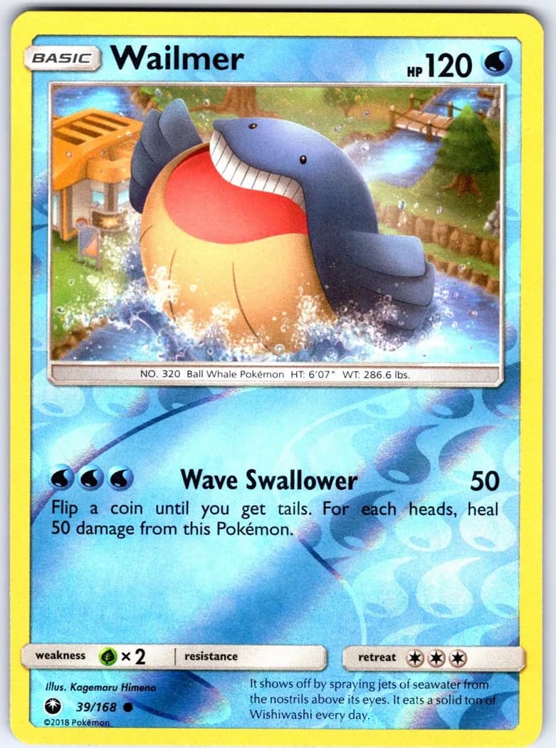 Wailmer reverse holo card front, Celestial Storm 39/168