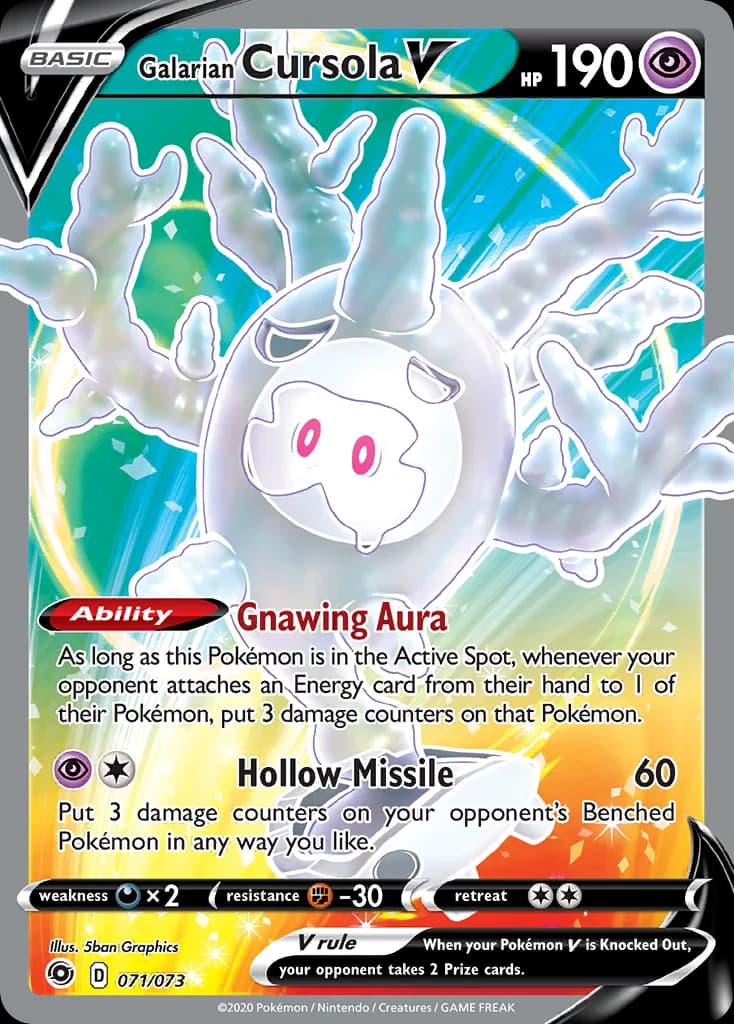 Champion's Path Galarian Cursola V card front, 71/73