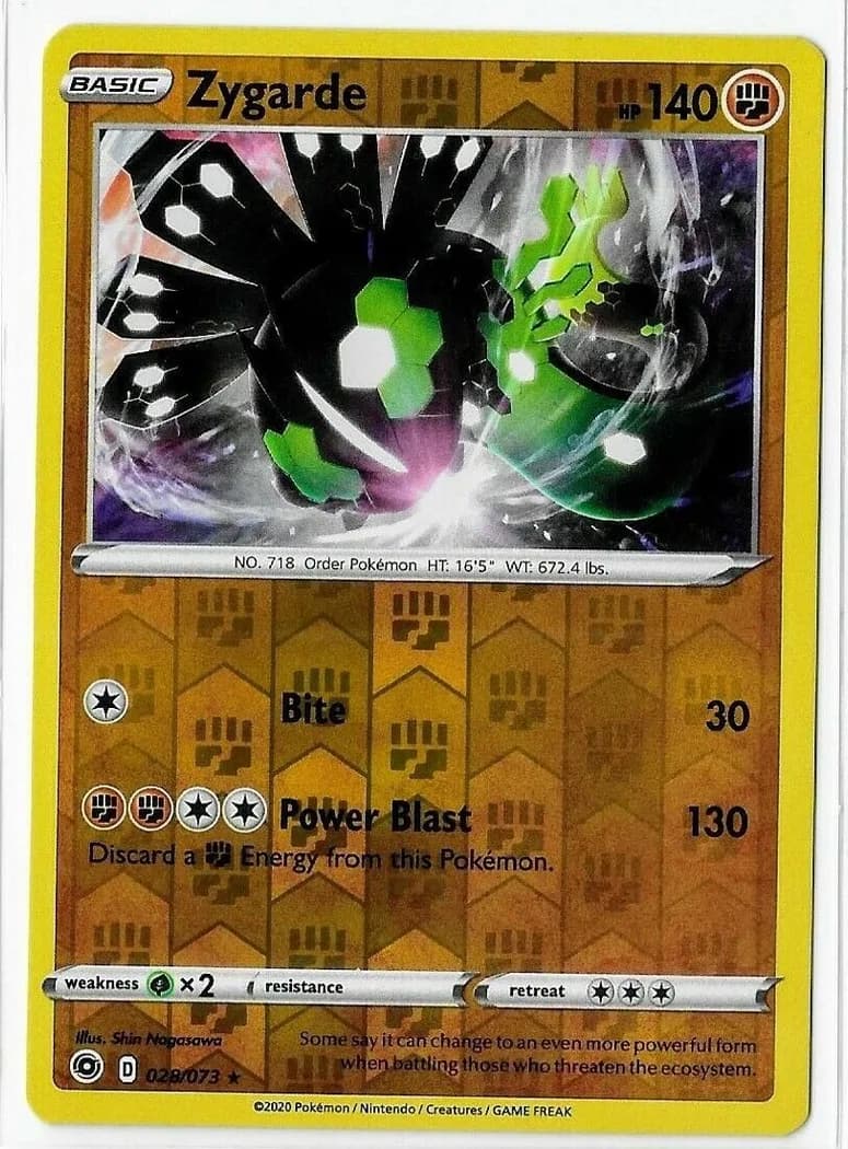 Zygarde reverse holo card front, Champion's Path 28/73