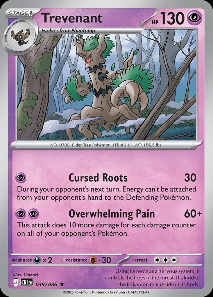 Trevenant card front, Chaos Rising 39/86