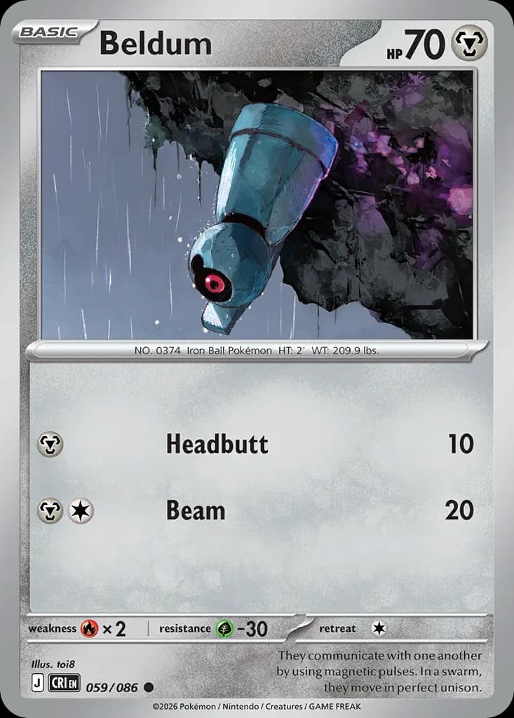 Beldum card front, Chaos Rising 59/86