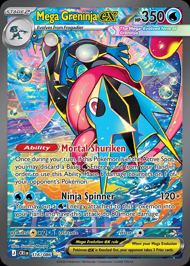 Mega Greninja ex card front, Chaos Rising 116/86