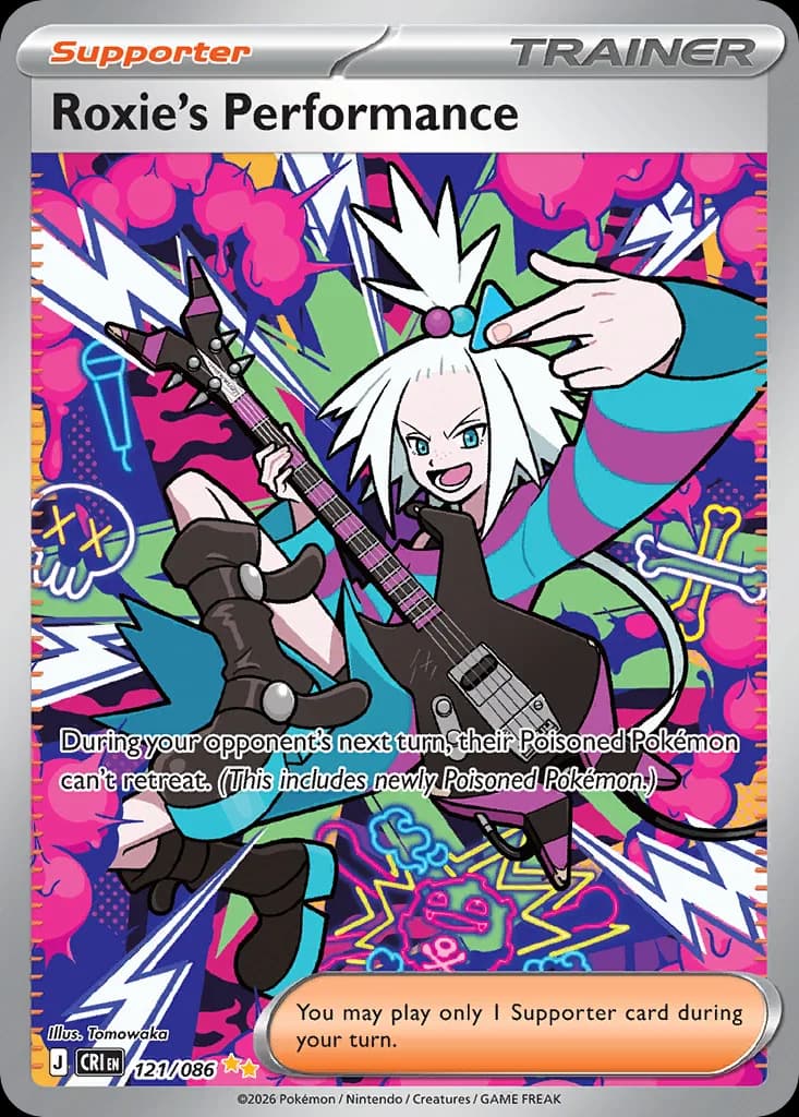 Roxie's Performance card front, Chaos Rising 121/86