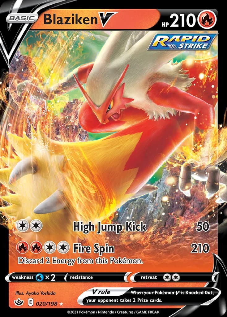 Chilling Reign Blaziken V card front, 20/198