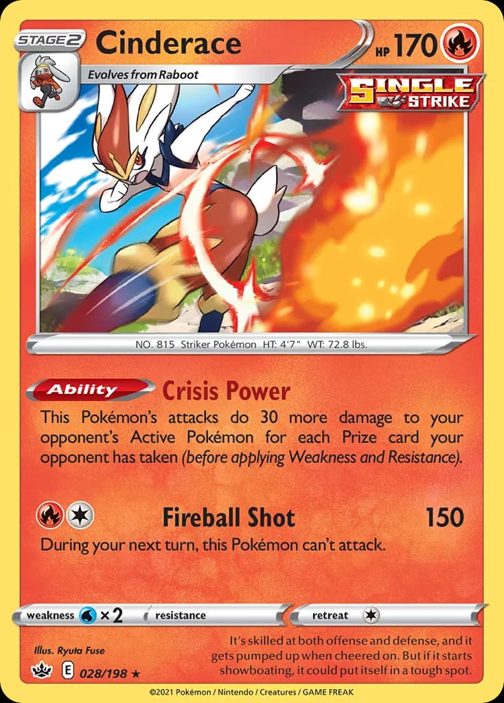 Chilling Reign Cinderace card front, 28/198