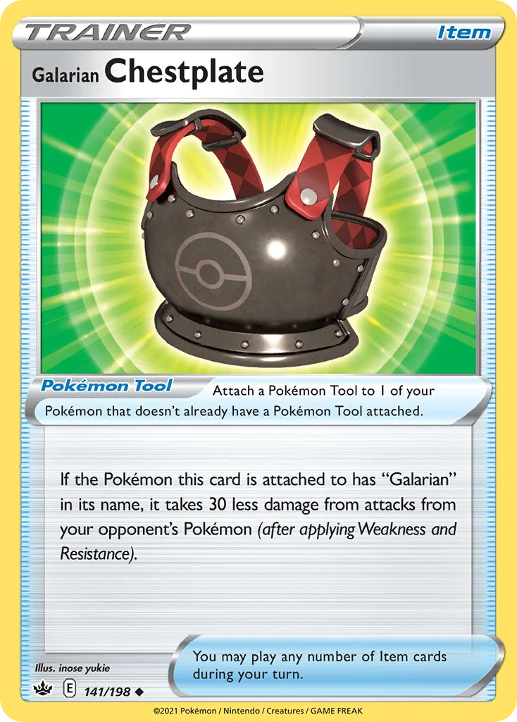 Chilling Reign Galarian Chestplate card front, 141/198