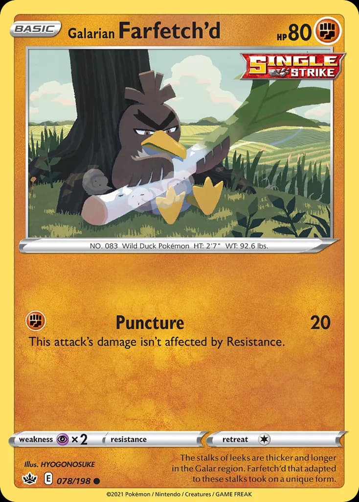 Chilling Reign Galarian Farfetch'd card front, 78/198