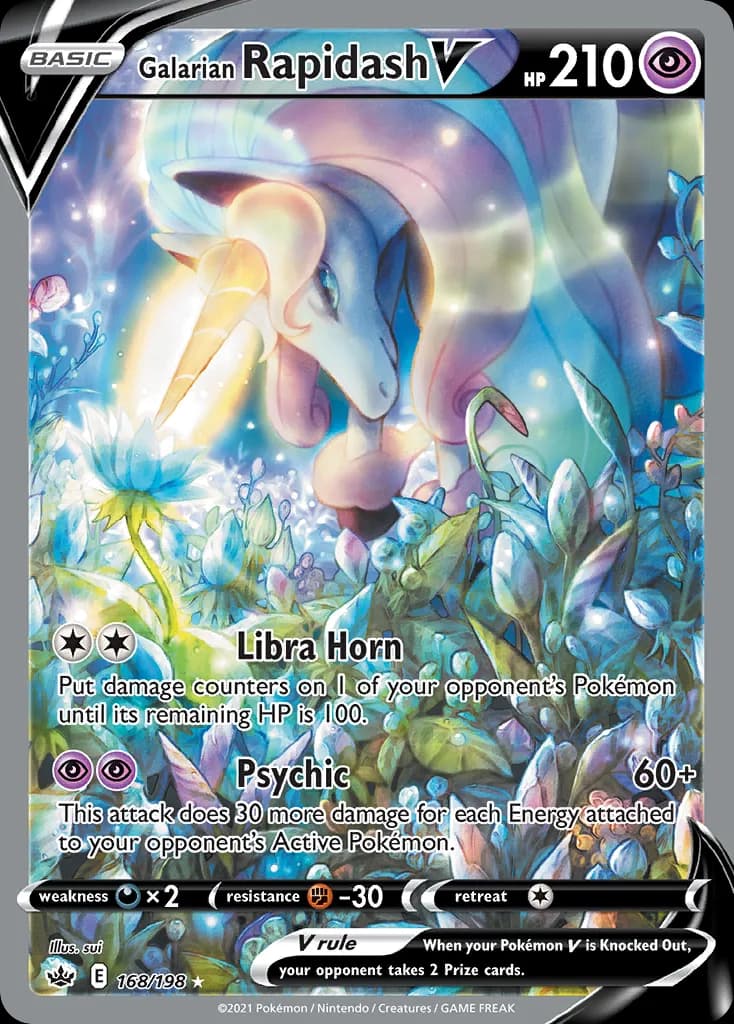 Chilling Reign Galarian Rapidash V card front, 168/198