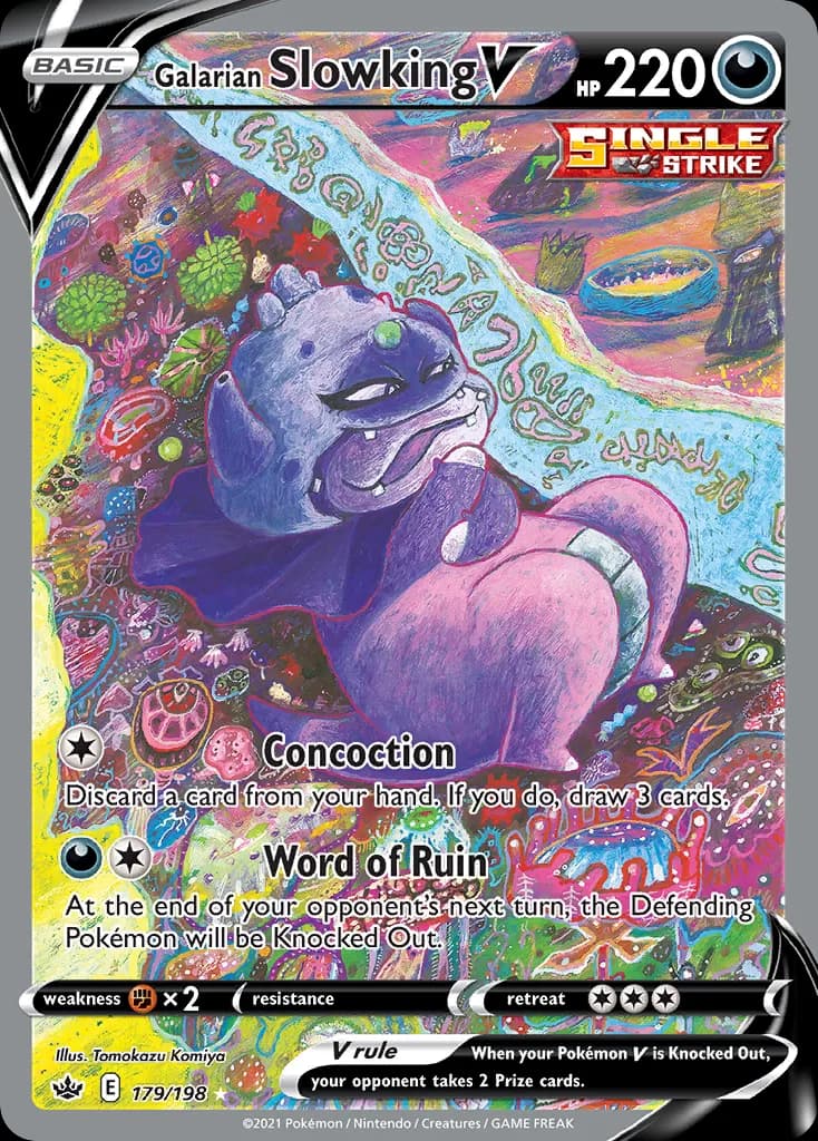 Chilling Reign Galarian Slowking V card front, 179/198