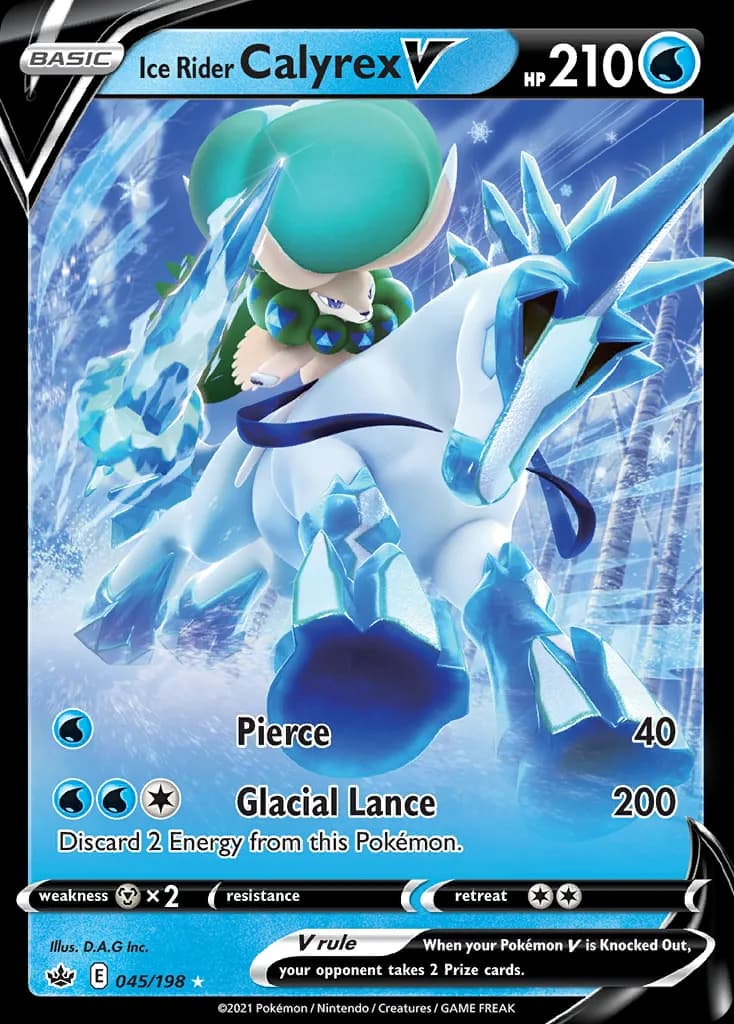 Chilling Reign Ice Rider Calyrex V card front, 45/198