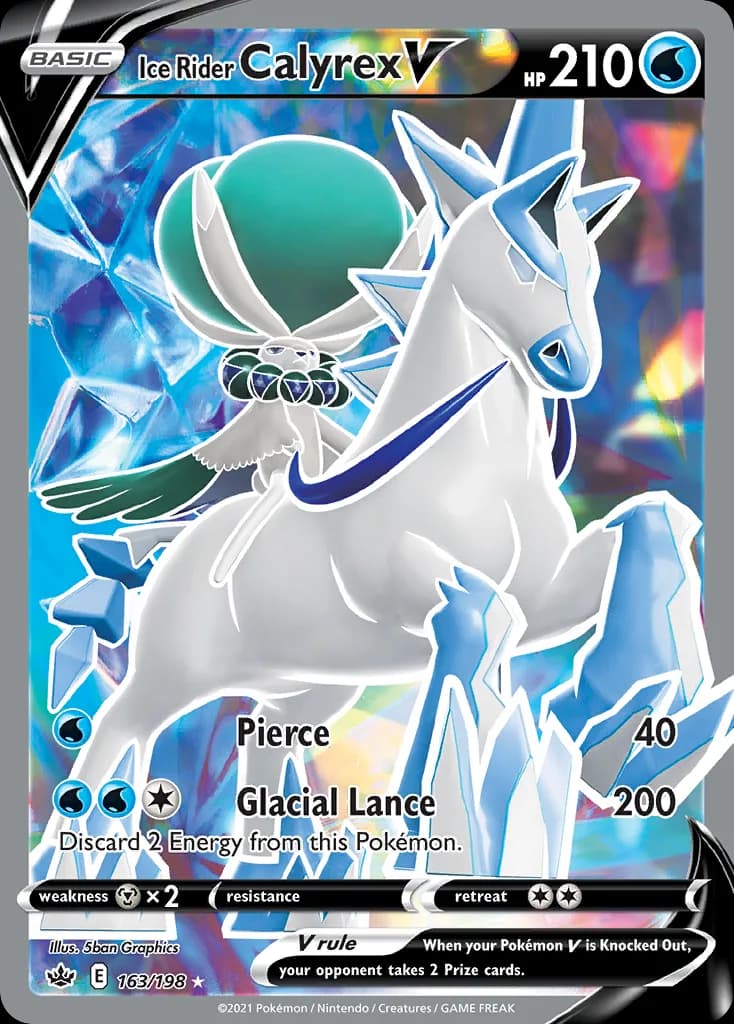 Chilling Reign Ice Rider Calyrex V card front, 163/198