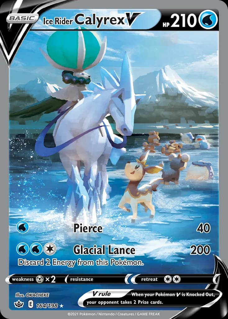Chilling Reign Ice Rider Calyrex V card front, 164/198