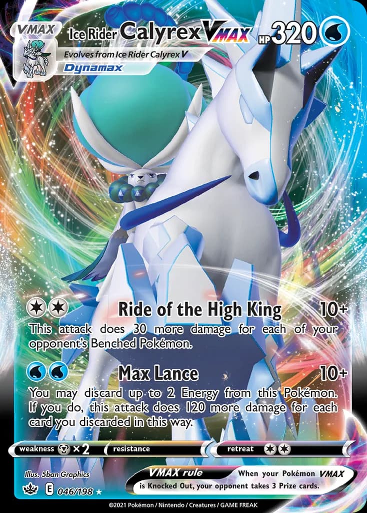 Chilling Reign Ice Rider Calyrex VMAX card front, 46/198