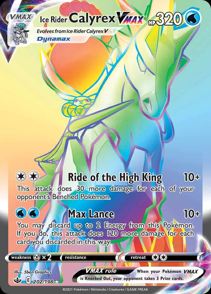 Chilling Reign Ice Rider Calyrex VMAX card front, 202/198
