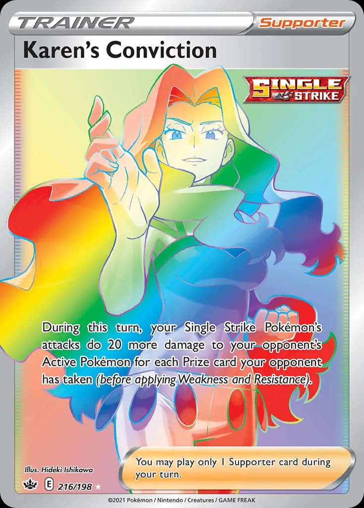 Chilling Reign Karen's Conviction card front, 216/198