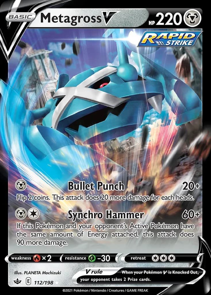 Metagross V card front, Chilling Reign 112/198